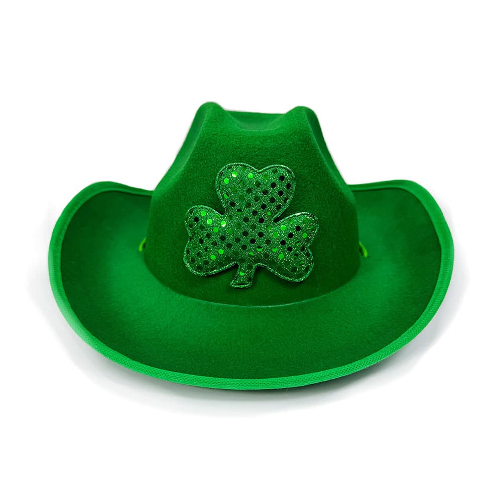 Factory ready-made Irish green shamrock cowboy hat St. Patrick's Day shamrock western cowboy hat