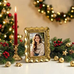 Cross-border Christmas Decoration Vintage Gold Carved Small Photo Frame Mini Display Frame Tabletop Decor