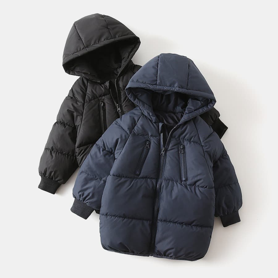 Children's cotton clothing wholesale 2025 new boys' thickened cotton clothing baby winter solid color zipper hooded cotton jacket trendy