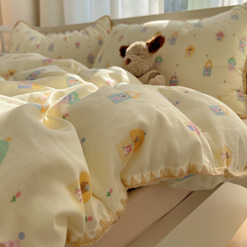 Soft & Cozy~ Mother-Baby Class A Cotton Double-Layer Gauze Triangle Stitch 4-Piece Set 2026 New Dorm Kids Cotton Breathable