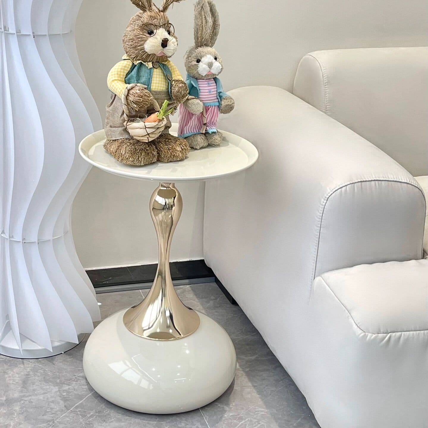 Luxury sofa side table, living room home small coffee table, retro corner table, wrought iron bedside storage, balcony small round table