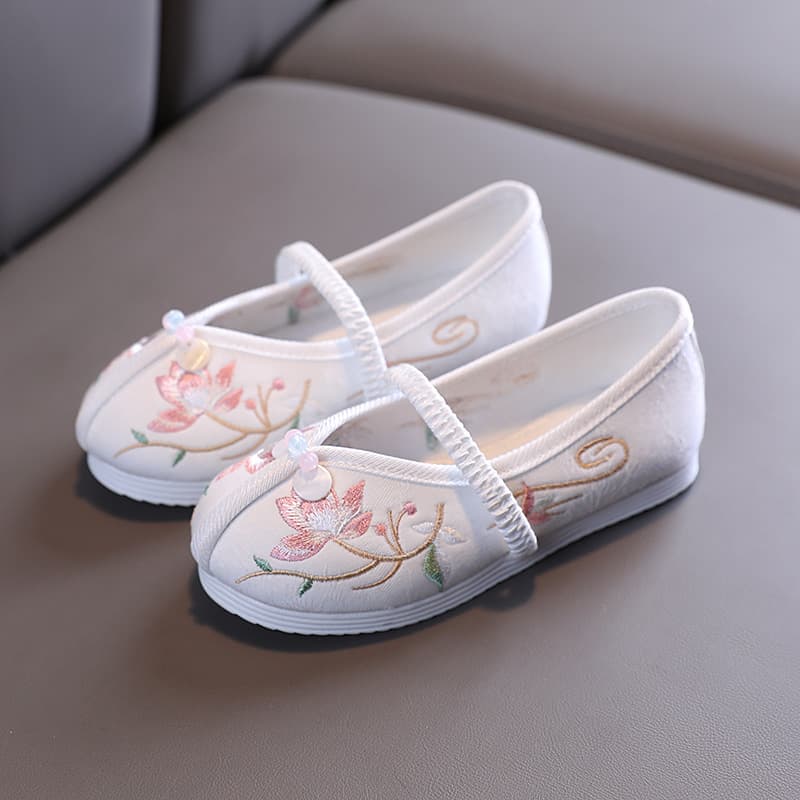 Hanfu Shoes Old Beijing Children's Hanfu Flat Performance Shoes Ethnic Style Student Cloth Shoes Girls Embroidered Shoes
