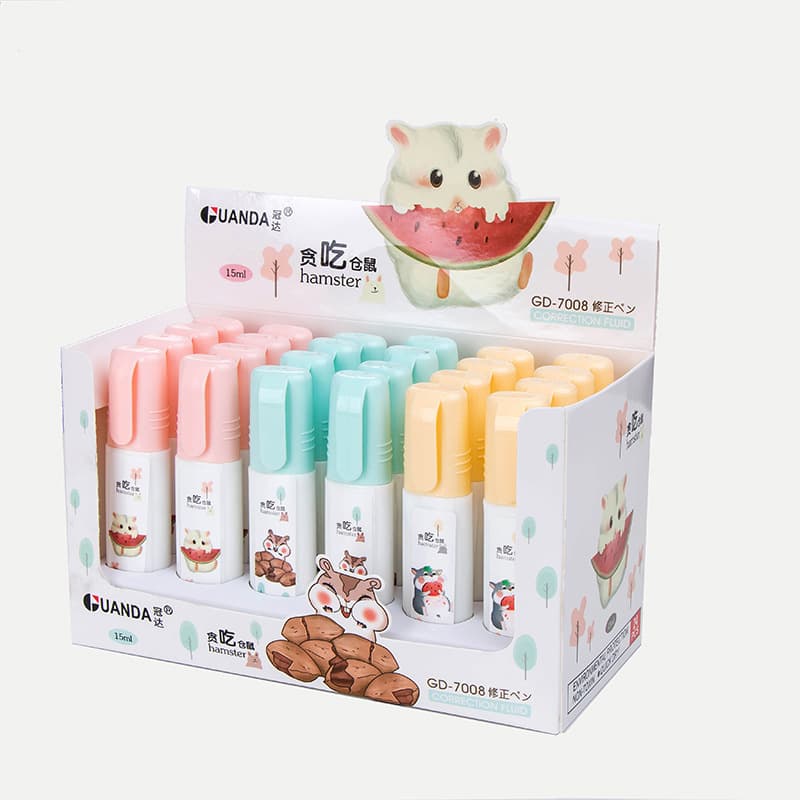 24 Cartoon Correction Fluid Pens for Students, Steel Tip Correction Fluid, School Stationery Supplies