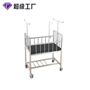 Stainless Steel Newborn Baby Stroller with Raised Guardrails and Casters, Infant Care Cart Maternity Nursery Bed