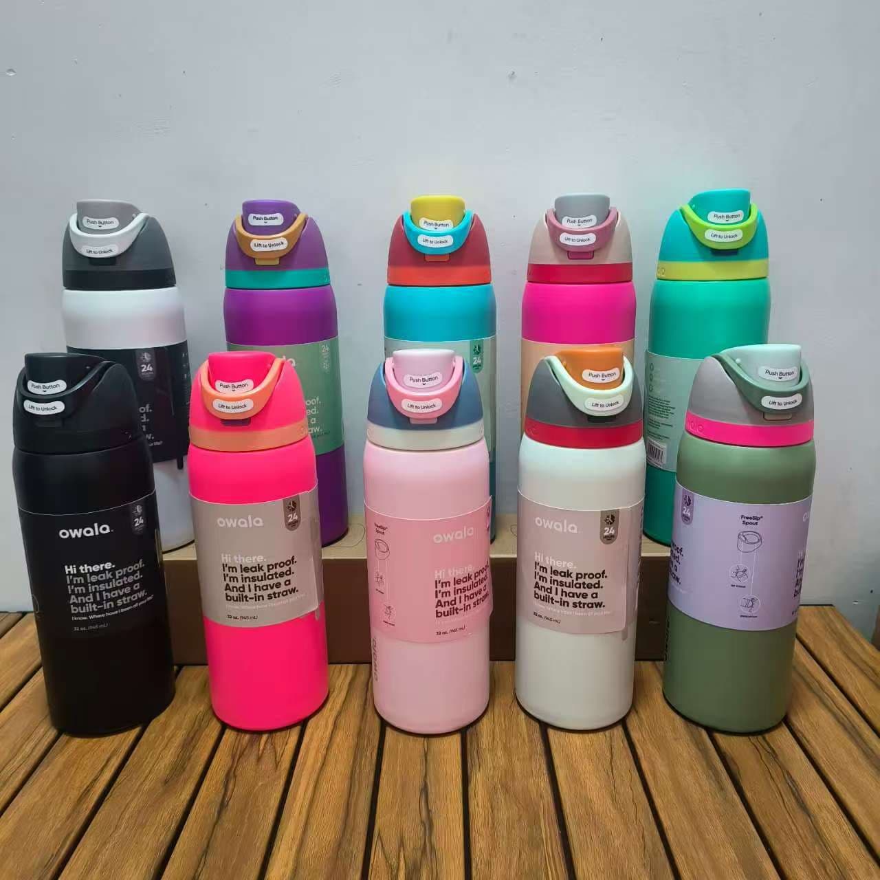 New cross-border Owala thermos cup with contrasting colors portable outdoor sports water bottle portable straw cup dual-use cup boutique