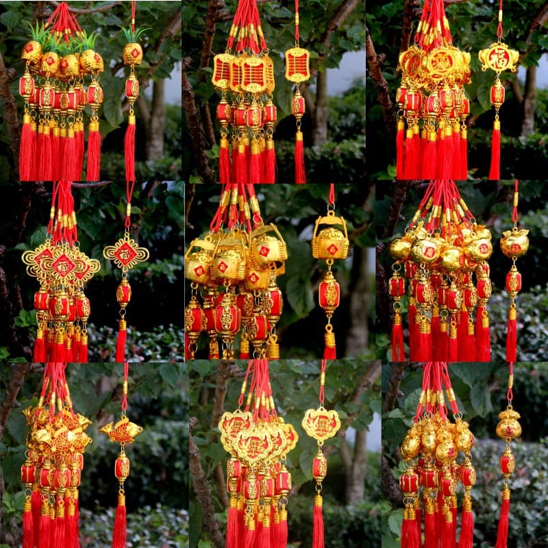New Year Spring Festival silk thread winter melon small hanging ornament, bonsai money tree decoration, housewarming new home indoor festive decor