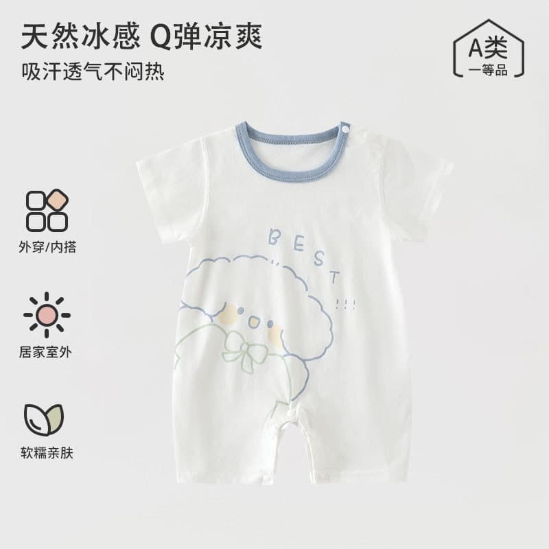 Baby clothes, newborn crawling clothes, short-sleeved thin khakis, infant clothes, home clothes, Anyang infant and children's clothes, pure cotton