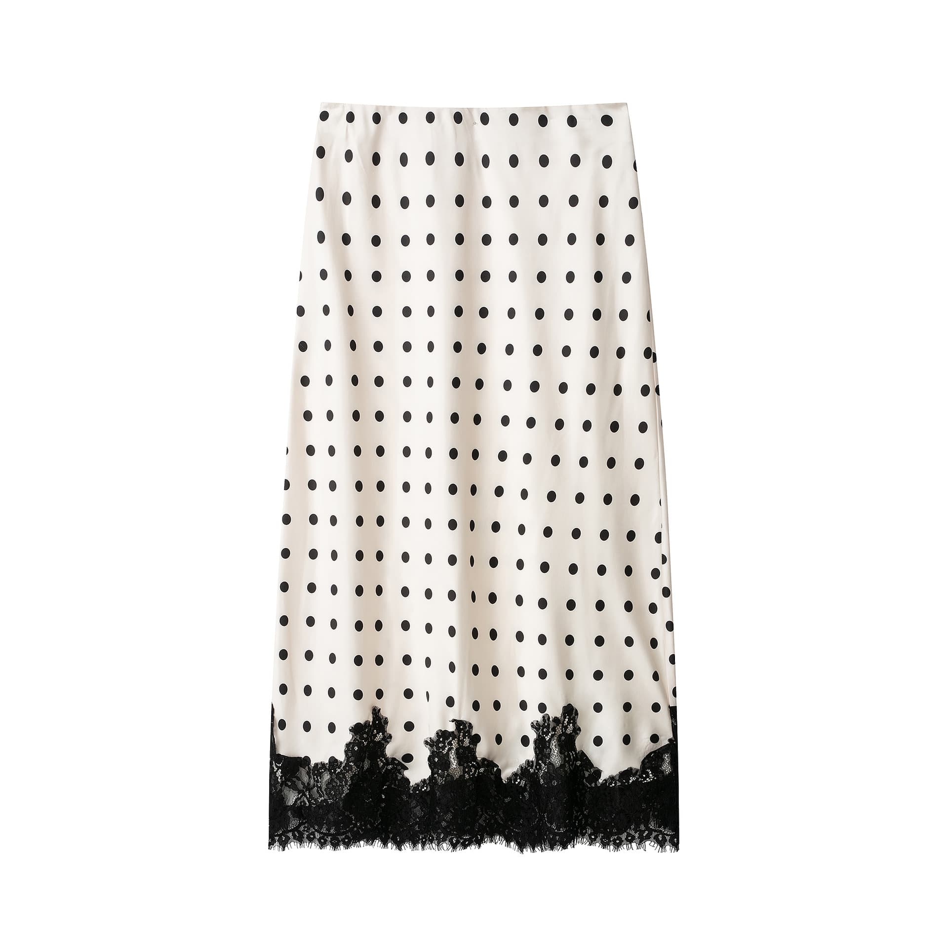 2026 Spring New Arrival European and American Fashion High-Waist Lace Patchwork Polka Dot Skirt