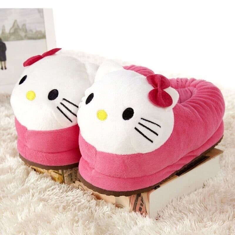 Cute Cartoon Hello Kitty Cotton Slippers, Winter Warm Full-Wrap Plush Slippers for Men, Women, and Couples, Multiple Styles