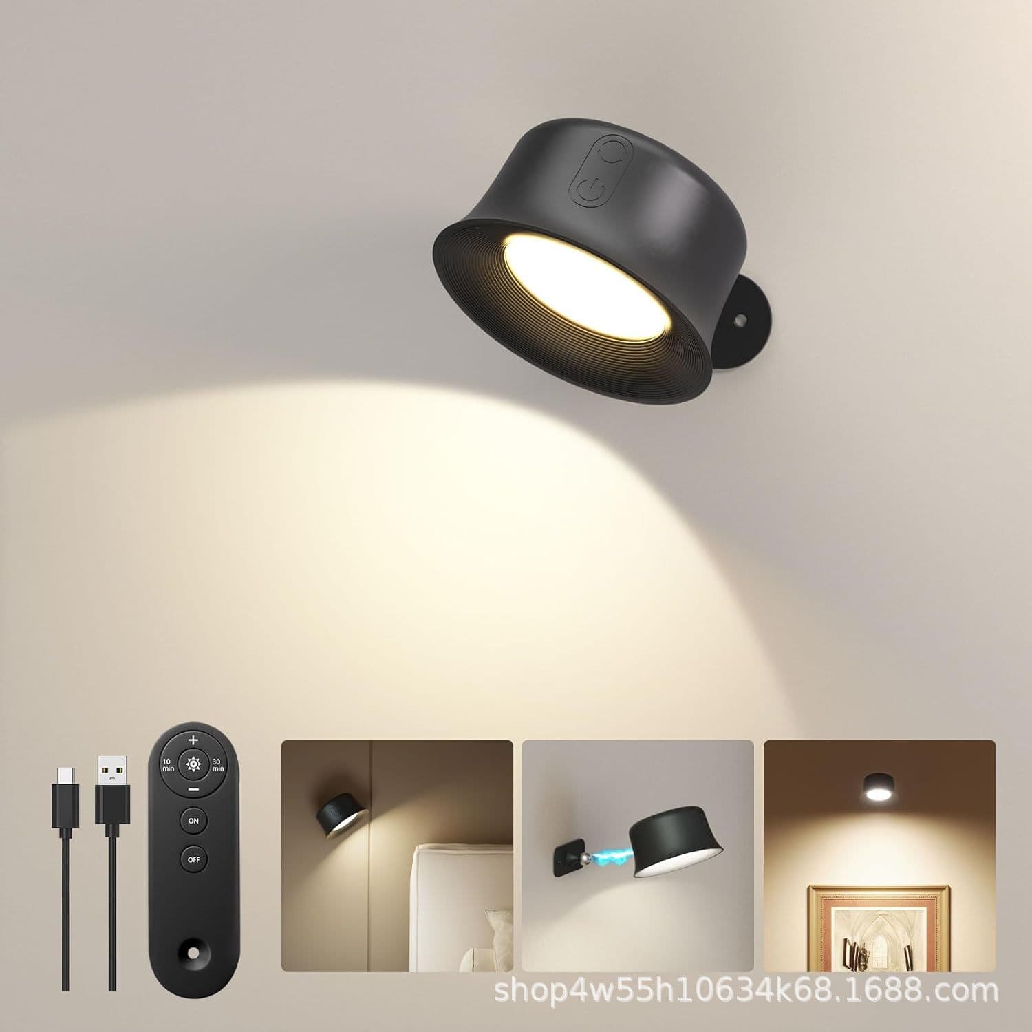 Rechargeable Magnetic Wall Lamp with Remote Control, 3-Color Dimmable, 2000mAh, Amazon Cross-border Best Seller