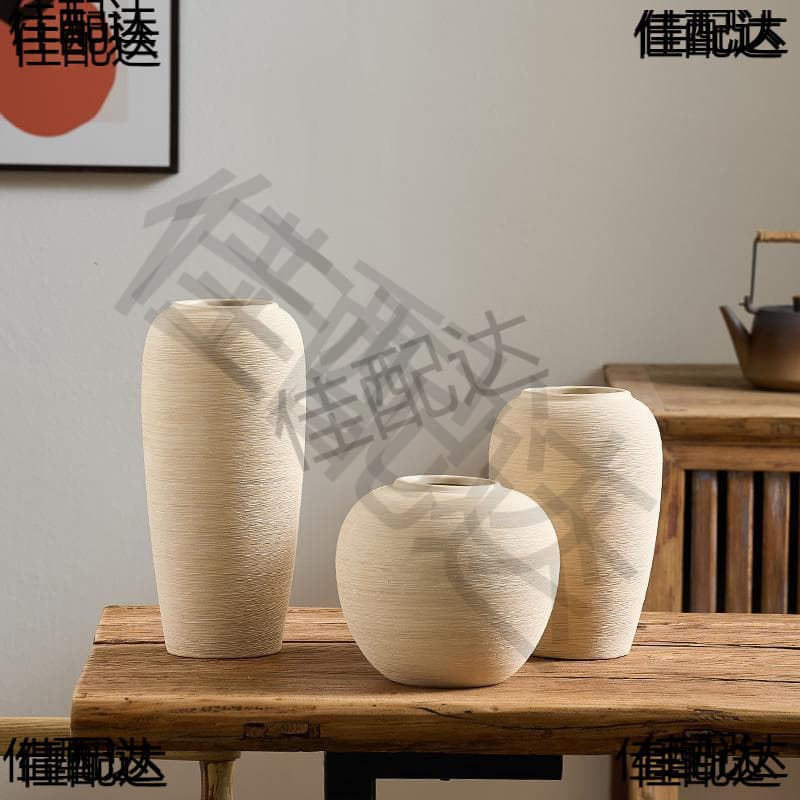 Rustic Aged Coarse Ceramic Vase for Living Room Wabi-Sabi Hydroponic Art Decoration Antique Flower Arrangement Retro