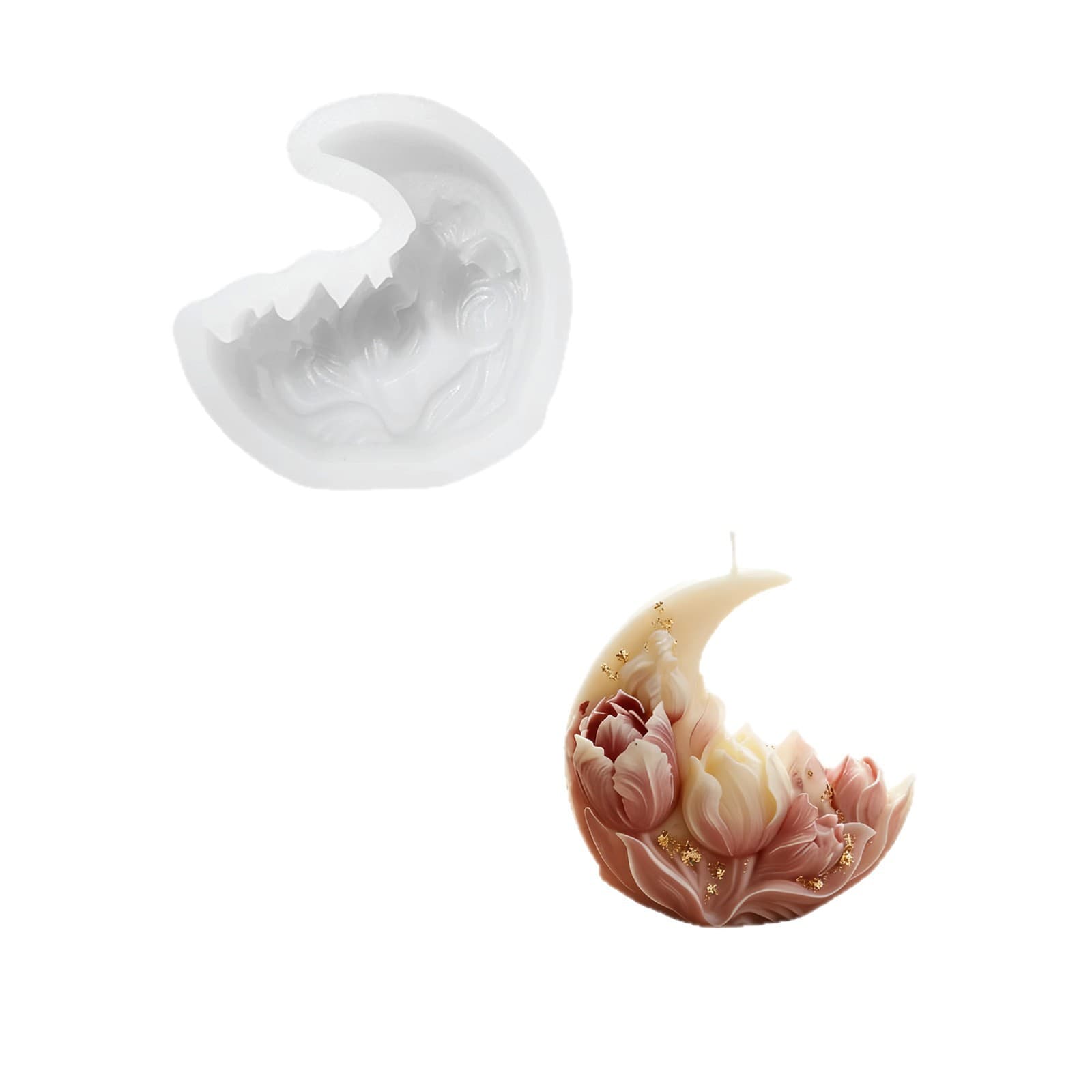 Moon Tulip Silicone Mold for Aromatherapy Candles, Gypsum Ornaments, DIY Handmade Creative Gift Mold