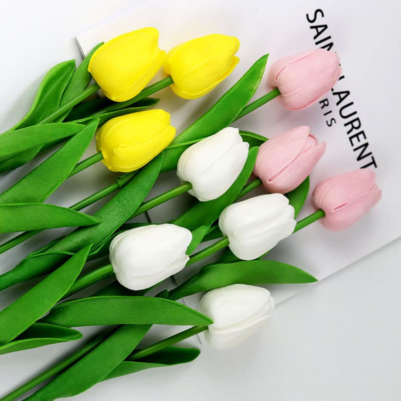 Pu Mini Tulip Artificial Flowers Scandinavian Style Wedding Home Decoration Props Simulated Plants Cross-Border Wholesale