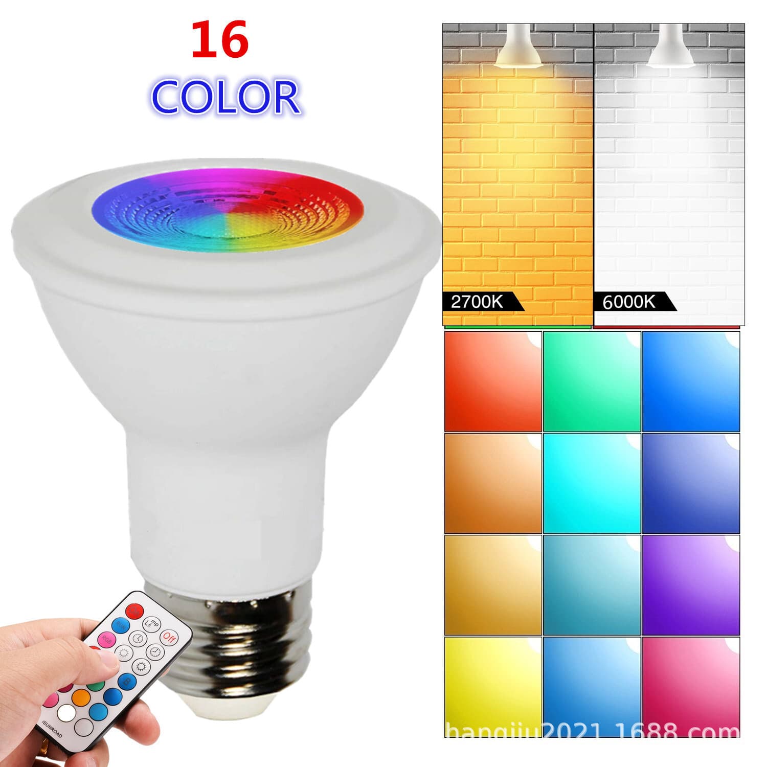Amazon Bestseller 10W RGBW Spotlight PAR20 Lamp Cup RGB + Cool White 16 Colors with Memory Timer Remote