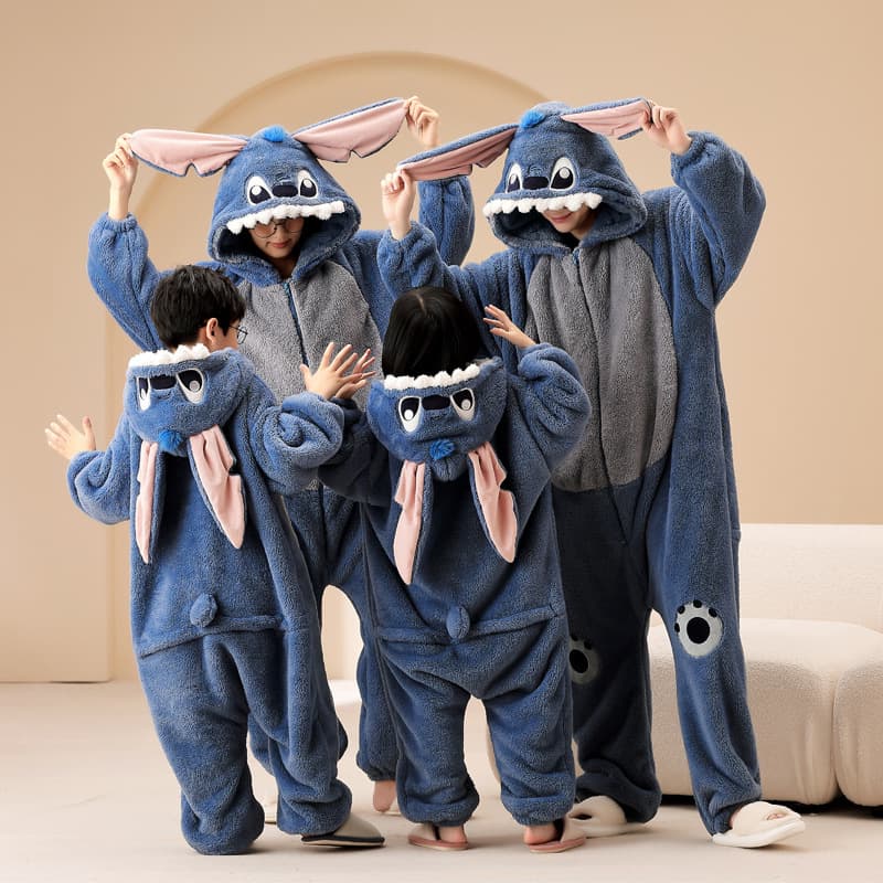 Family Coral Fleece Pajamas Family of Three Autumn/Winter Flannel Mother-Daughter Onesie Children Boy Stitch Homewear