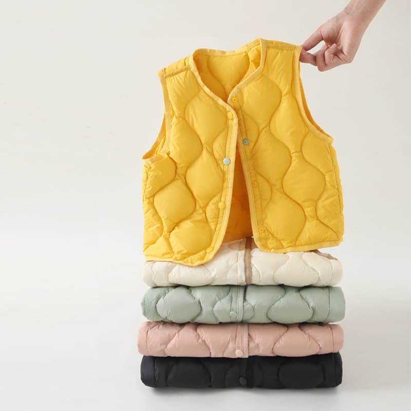 2025 New Children's Down Vest, Lightweight Sleeveless Garment for Boys and Girls, Autumn/Winter Warm Layer Without Collar