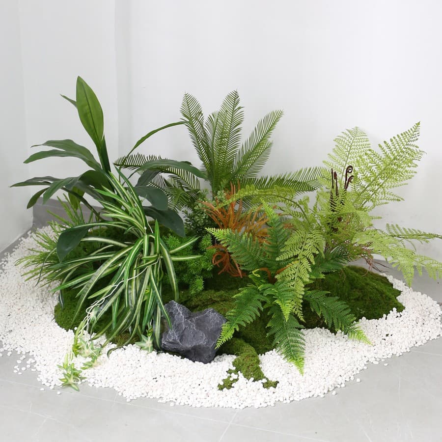 Artificial Green Plant Fern Plant Landscape Persian Fortune Fern Green Leaf Indoor Micro Landscape Flower Arrangement Decoration