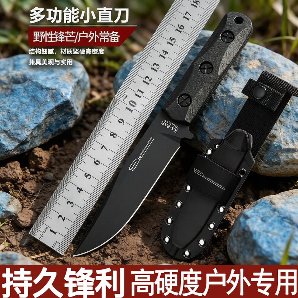 Cross-border hot selling Kaba EK50 high-quality outdoor knife one-piece steel high hardness outdoor camping portable self-defense tactical knife