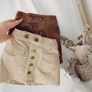 Baby Girl A-Line Skirt 2022 Spring New Girls Corduroy Half Skirt Short Skirt Hip Skirt Versatile Children Skirt