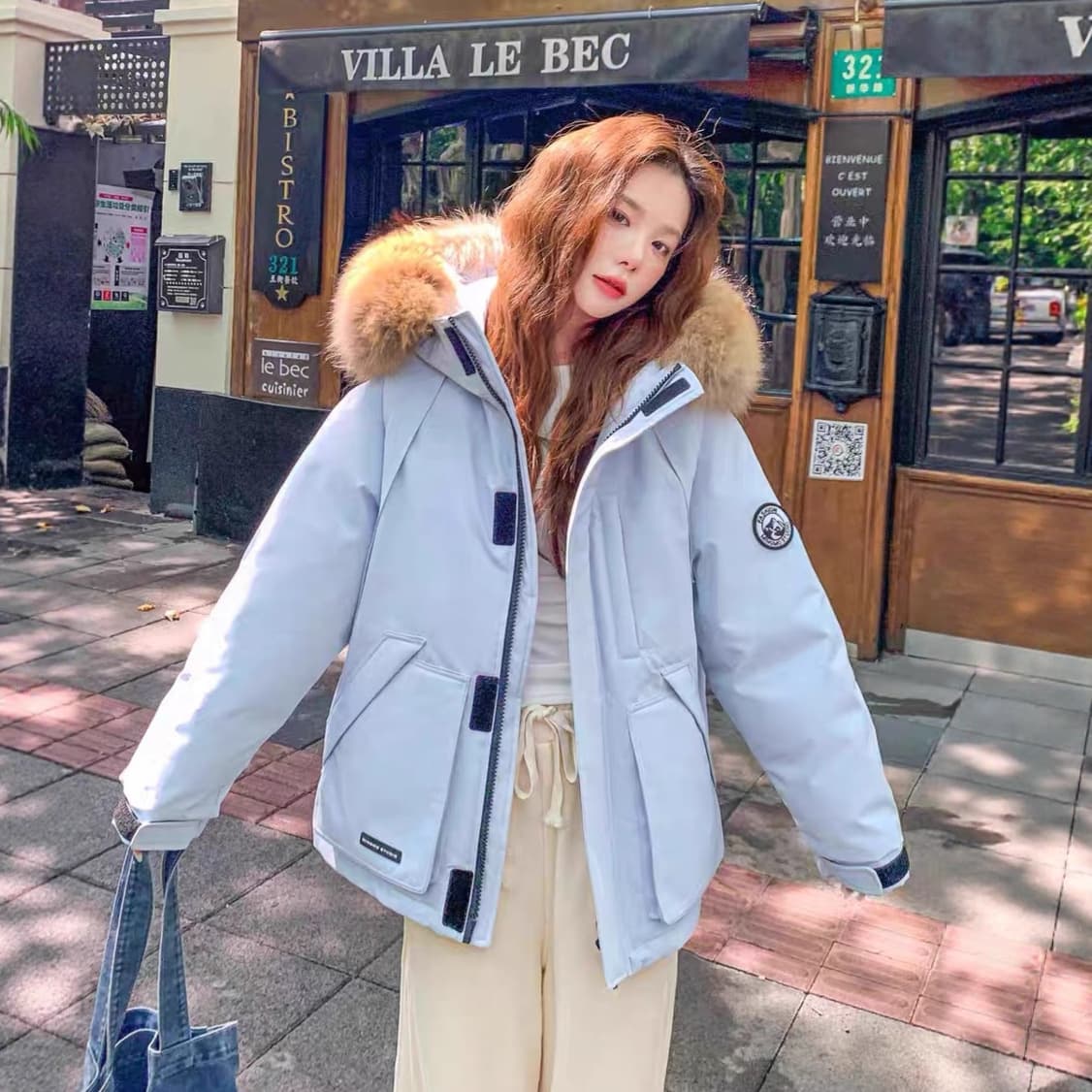 Yimo Internet Famous White Duck Down Couple's Style Workwear Down Jacket Women's 2025 New Fur Collar Short Style Parka Coat Women's