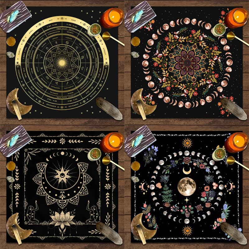 Tarot Card Tablecloth, Tabletop Game Decorative Cloth, Possess Your Power, Mandala, Moon Phase, Floral Butterfly Tablecloth, Altar Cloth