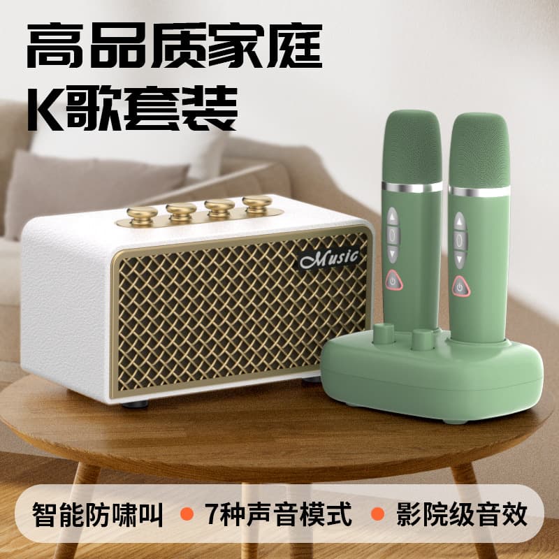 2-in-1 Home KTV Mixer Wireless Microphone Noise Reduction Bluetooth Sound Card Microphone Set Home Karaoke Essential