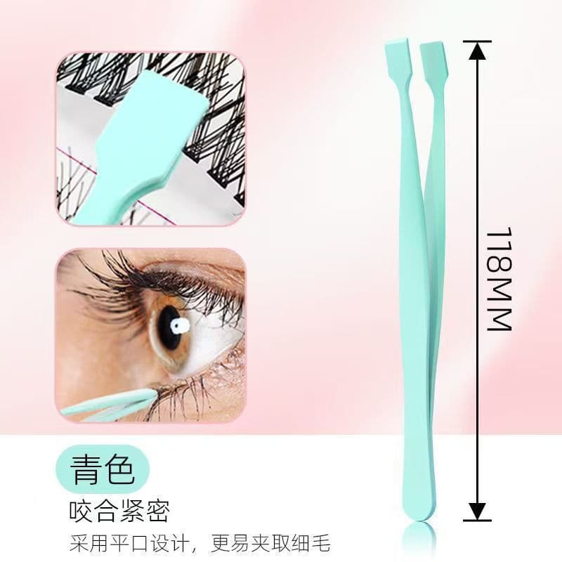New hot selling flat head tweezers lower eyelash tweezers novice false eyelash tweezers precision high precision portable carry