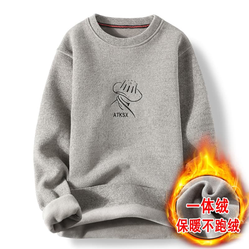 Chenille Sweater for Men Autumn Winter Thickened and Fleece-Lined Trendy Korean Style Personality Student One-Piece Fleece Knit Top