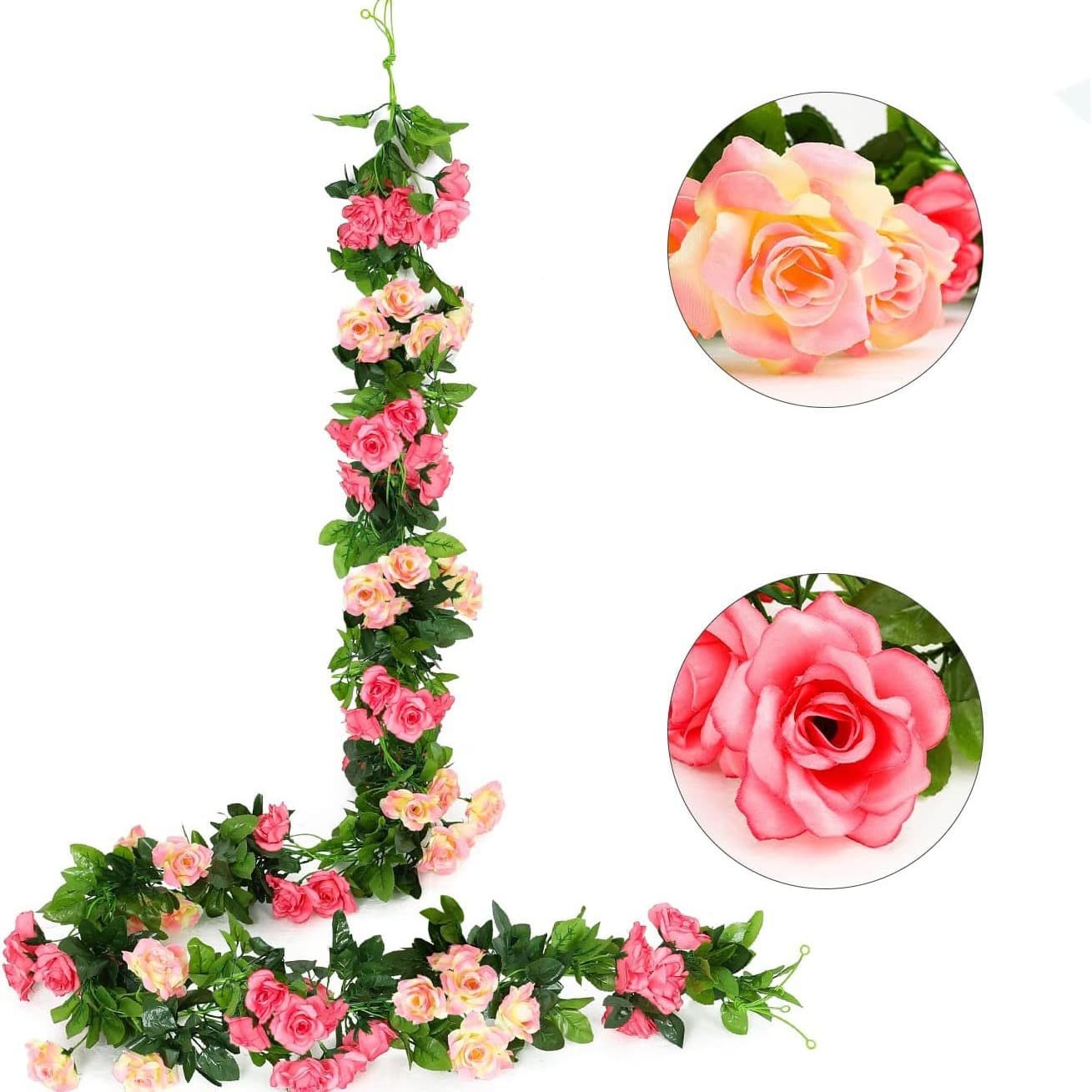 Artificial Rose Flower Long Vine Green Leaf Hanging Rose Wedding Table Background Arch Party Bedroom Living Room Fence Decoration