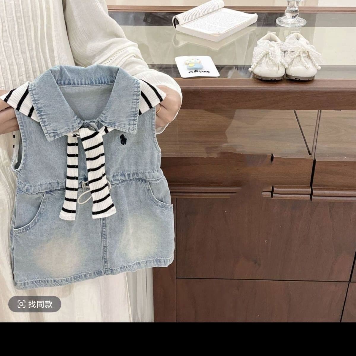 Original girls summer denim dress, retro style shawl, Korean skirt, new denim skirt for casual wear