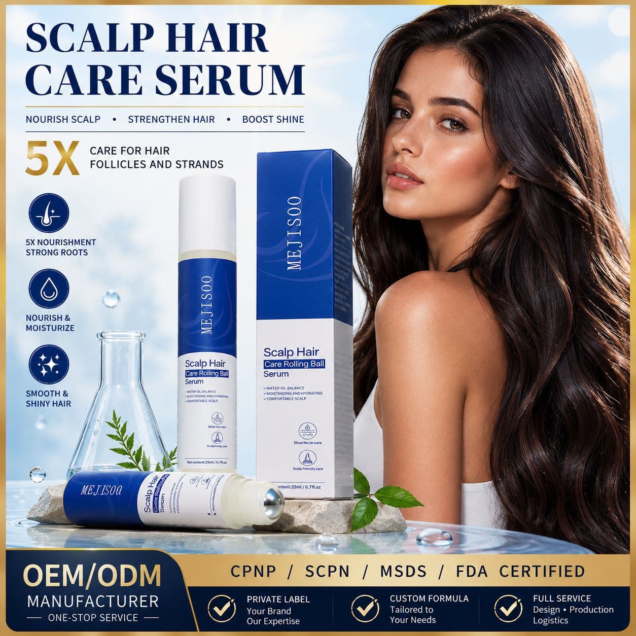 Cross-border Hair Growth Serum Roll On Scalp Care Hair Growth Roller Essence Manufacturer