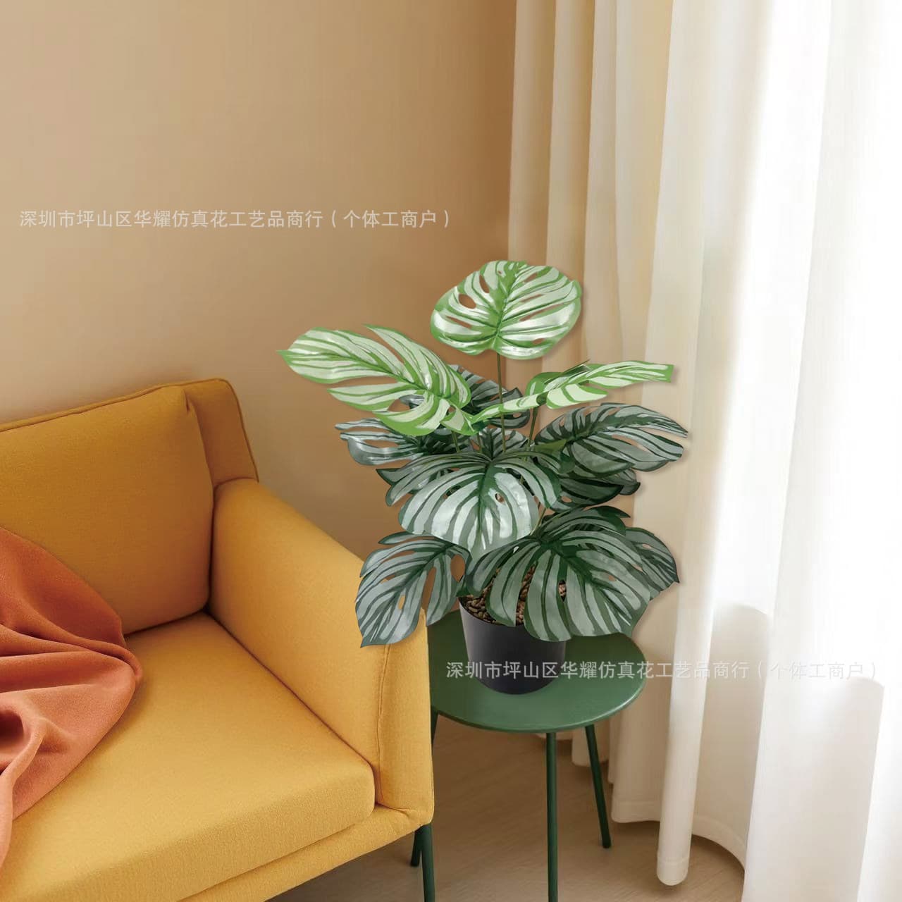 Cross-Border Hot Selling Artificial Fake Flowers Green Plants Monstera Money Tree High-End Realistic Fake Plants Scene Decoration