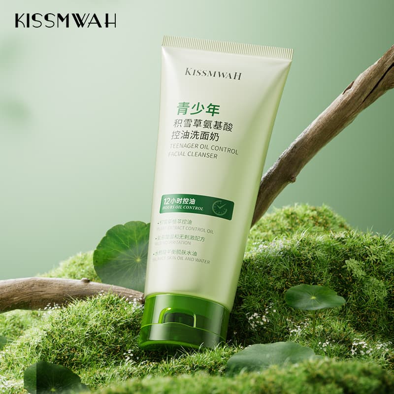 KISSMWAH Gentle Amino Acid Facial Cleanser for Sensitive Skin - Oil Control, Soothing, Teen-Friendly Centella Asiatica Cleanser