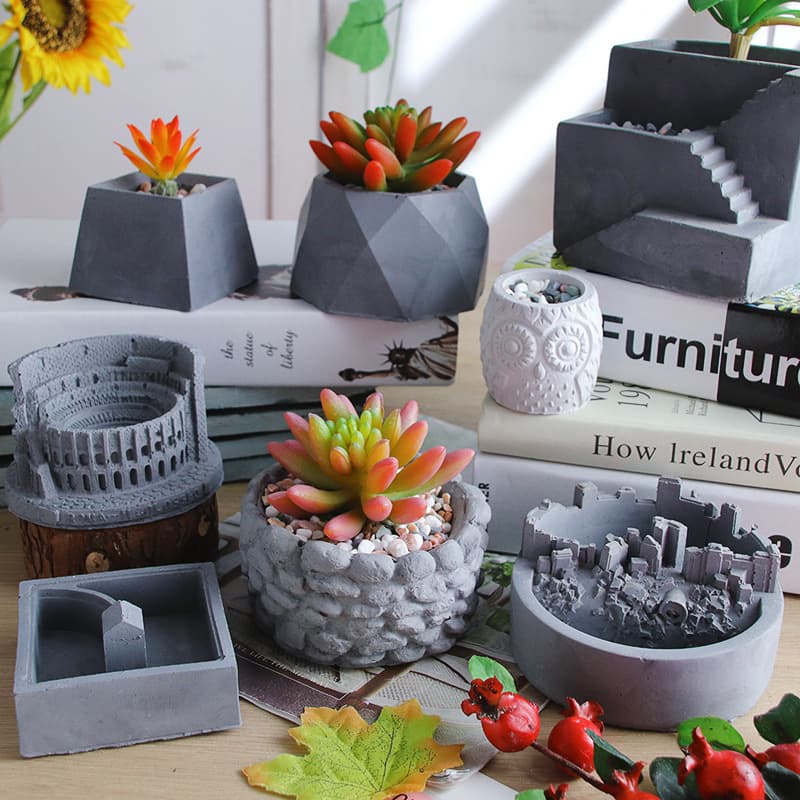 Cement Flower Pot Silicone Mold for Bonsai Models, DIY Succulent Planters, Concrete Crafts, Aromatherapy Plaster