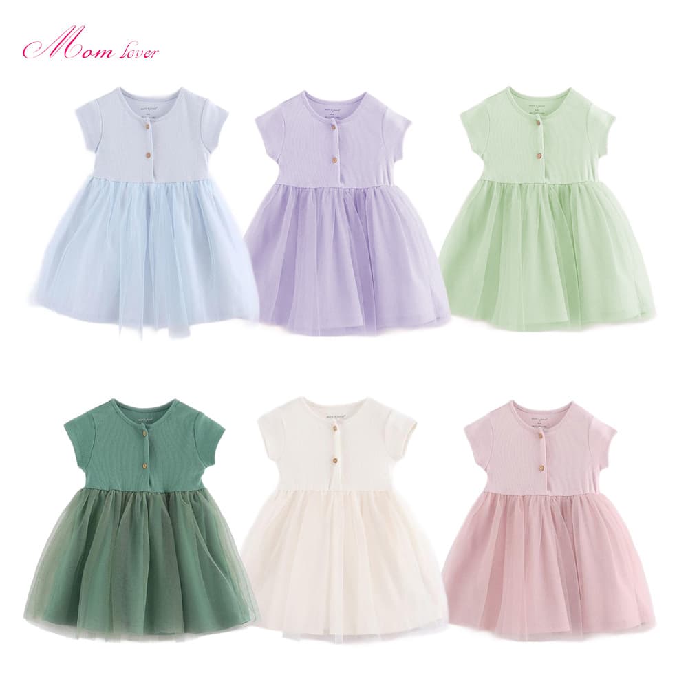 Custom INS Girls Dress Toddler Ribbon Stitched Mesh Skirt Princess Dress Tutu Dress Girls Dresses