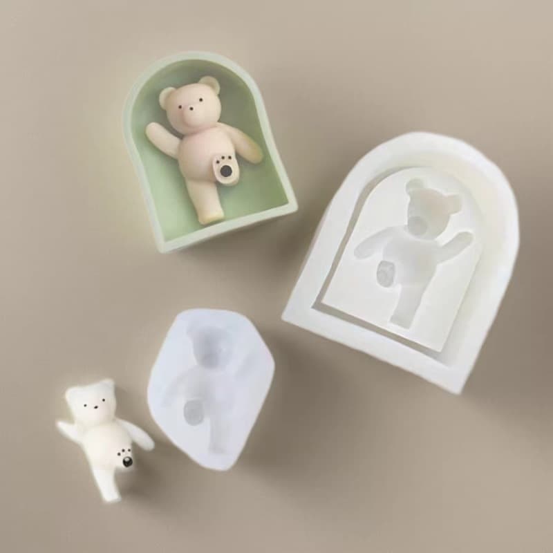 DIY arched door bear silicone mold diy plaster glue cake decoration silicone mold bear plaster