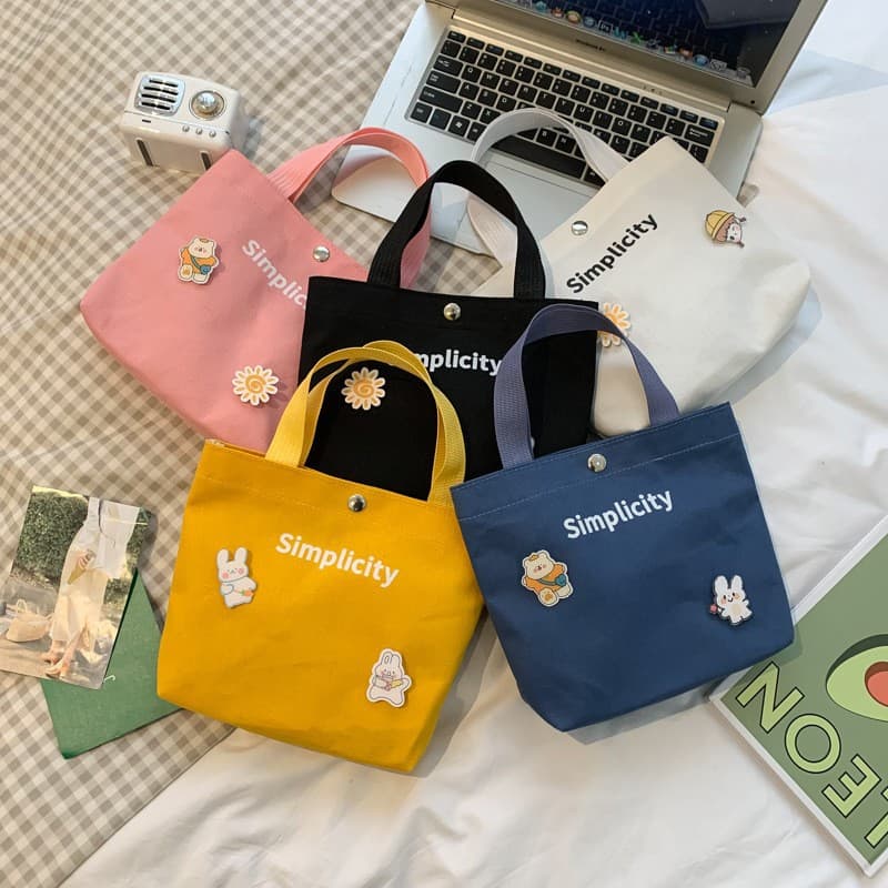 2026 Spring New Canvas Tote Small Bag Women Cute Minimalist Grocery Bag Fashion Gift Bag Handbag