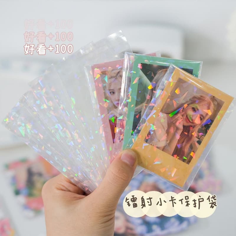 Instagram-style Laser OPP Self-adhesive Bags for Album Cards, Transprotective Sleeves for Instant Photos and Collectible Storage