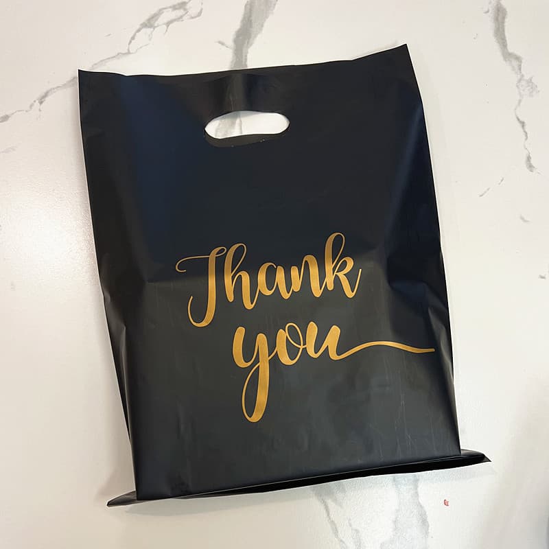 In Stock Four-Strap Handbag Flat Mouth Plastic Gift Packaging Bag, Thank You Clothing Handbag, Cosmetic Jewelry Bag