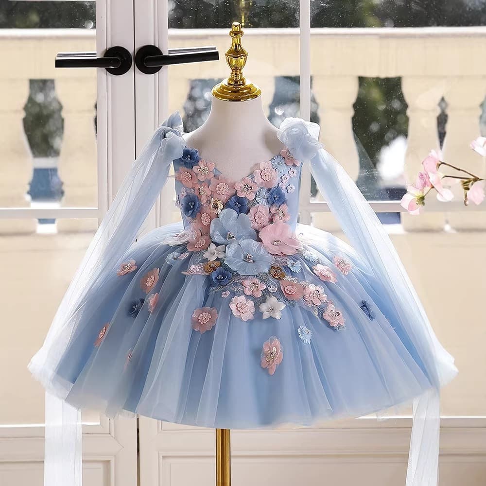 Children's dress light luxury niche high-end girl host piano performance costume flower fairy birthday princess dress