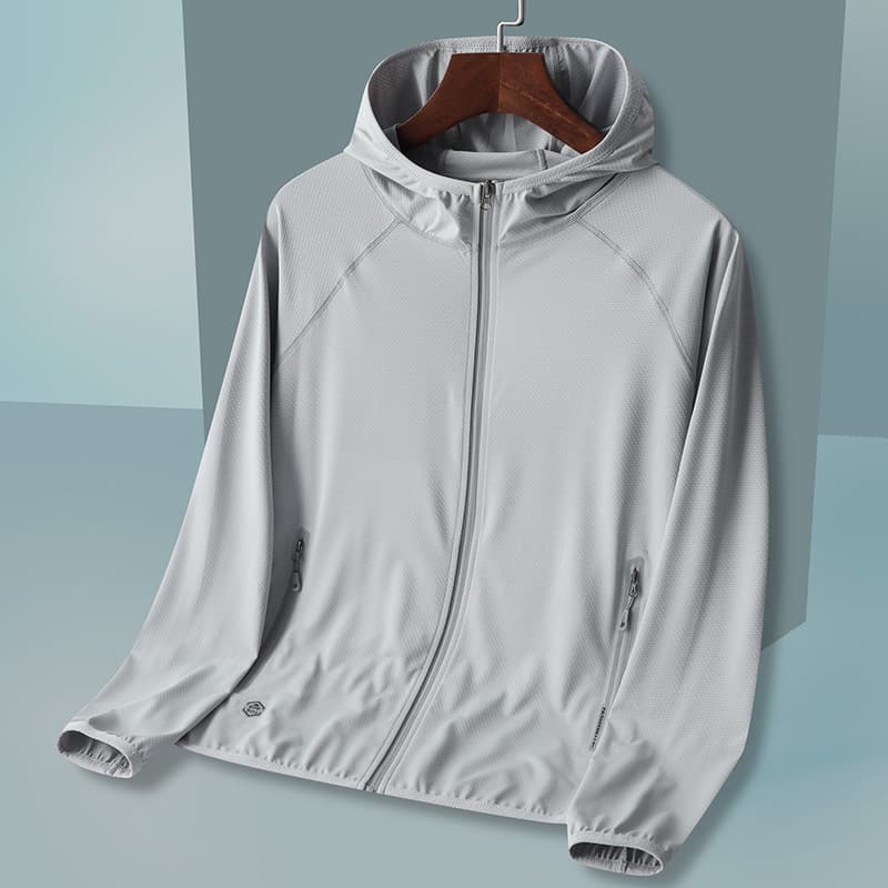 Outdoor sun protection clothing with UPF50+ UV protection, lightweight and breathable hooded jacket for men and women.