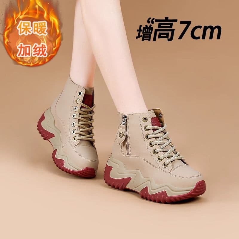 Martin Boots Women 2026 Spring Autumn Chunky Platform High Top White Inner Height Increase Short Boots Smoke Tube Boots Women