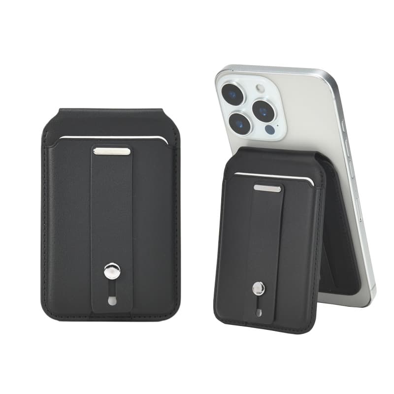 Export Magnetic Card Holder for Apple Phone, PU Leather Phone Card Case with Ring Holder Stand, Phone Case Card Holder