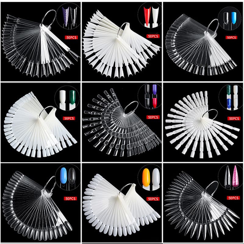 Sector-shaped color card 50-color nail polish color display board, multiple nail types, multiple colors to choose from, fashionable manicure color card