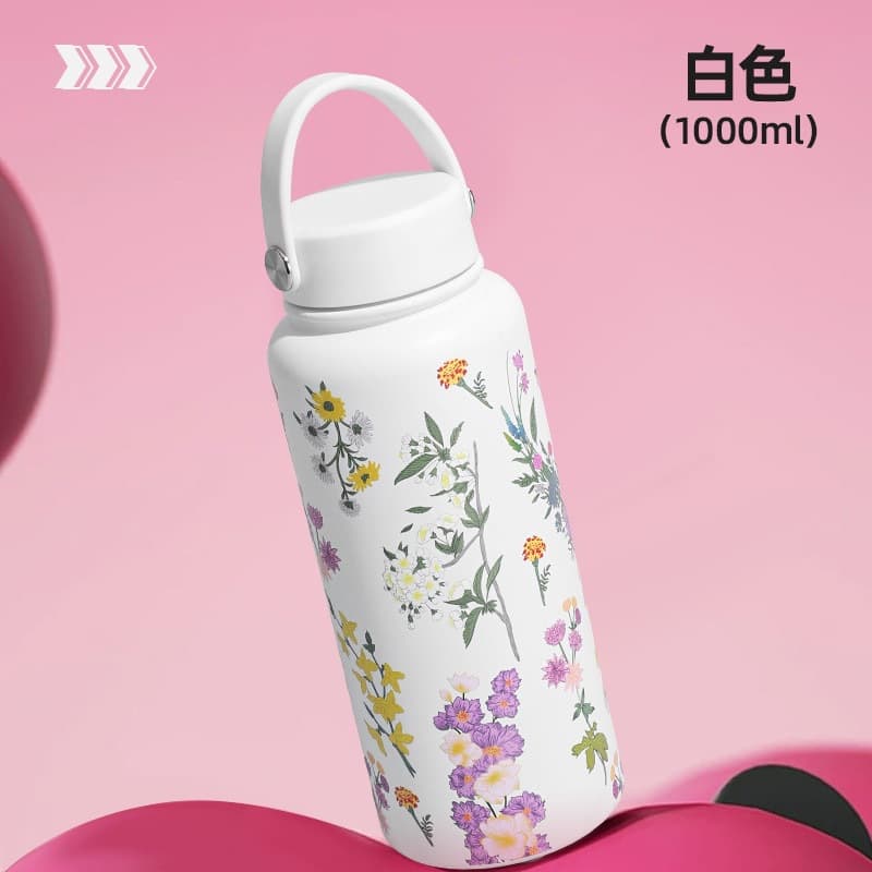 New Cross-Border High-Aesthetic Insulated Cup Large Capacity Portable Water Bottle Printed Outdoor 304 Stainless Steel Household Cup