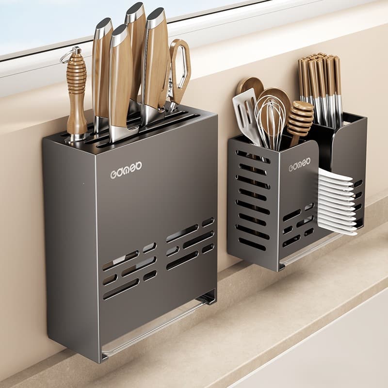 Chopstick Storage Box, Kitchen Chopstick Holder Wall-Mounted, Knife, Spoon, Chopstick Tube, Chopstick Basket Organizer Rack