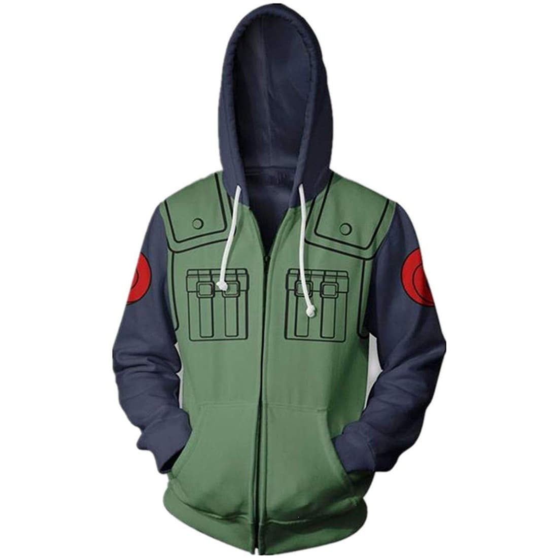 Anime Naruto 3D Printed Hoodie Cosplay Zip-Up Pullover Sweatshirt