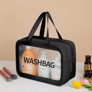 Transparent Handheld Cosmetic Bag for Women, Large Capacity Toiletry Bag, Premium Portable Makeup Organizer, Waterproof Storage Pouch