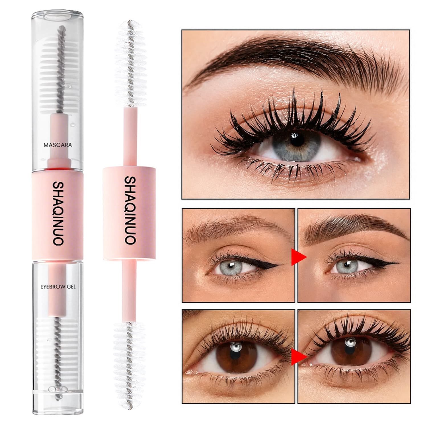 SHAQINUO Eyebrow Gel Mascara 2-in-1 Clear Transparent Wild Eyebrow Shaping Long-Lasting Styling Natural Brow Gel