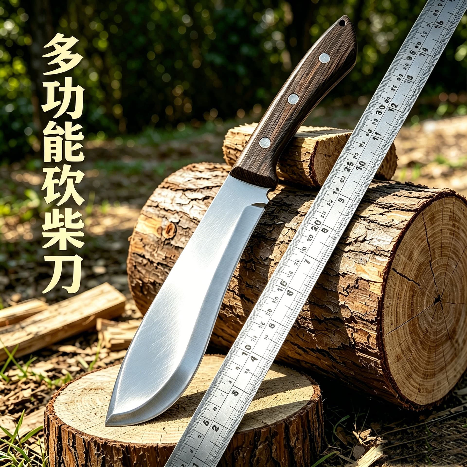 Outdoor Camping Hatchet with Wooden Handle, Sharp Bone-Cutting Knife for Home Use, Butcher Knife for Chopping and Dividing, Cross-Border Camping Axe